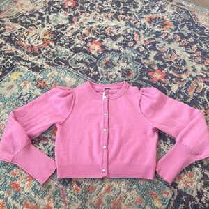 Free People Pink Pearl Button Cardigan in Small